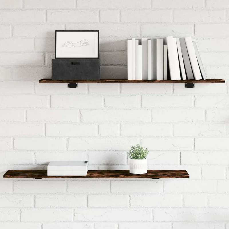 Wall Shelves 4 pcs Smoked Oak 100x20x1,5 cm Engineered Wood