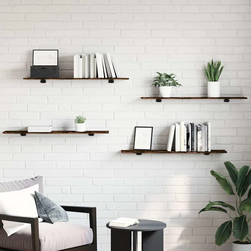 Wall Shelves 4 pcs Smoked Oak 100x20x1,5 cm Engineered Wood