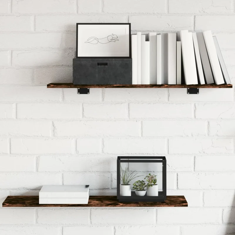 Wall Shelves 4 pcs Smoked Oak 80x20x1,5 cm Engineered Wood