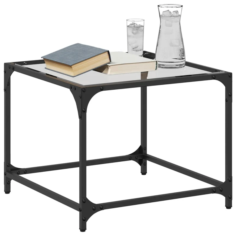 Coffee Table with Transparent Glass Top 50x50x40 cm Steel