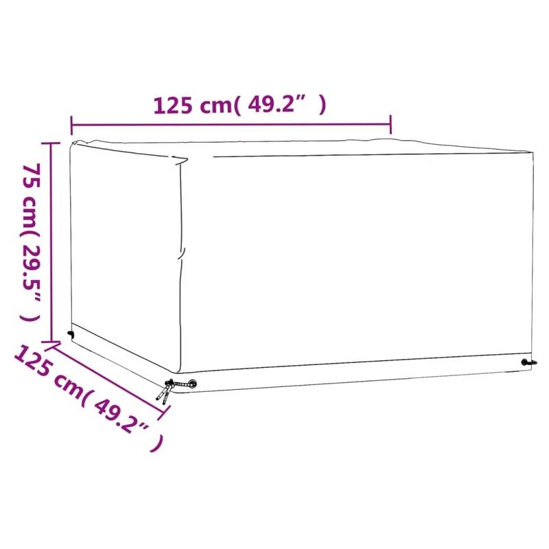 Garden Furniture Covers 2 pcs 8 Eyelets 125x125x75 cm Square