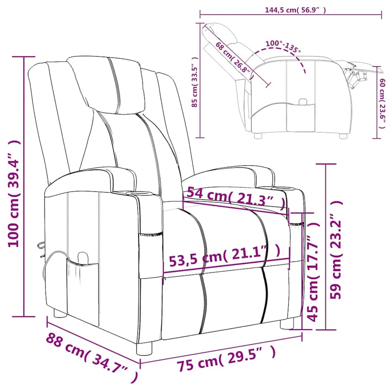 Massage Chair Cappuccino Faux Leather