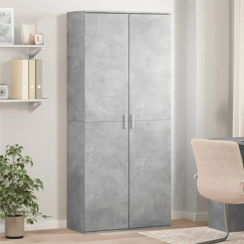 Highboard Concrete Grey 80x35x180 cm Engineered Wood