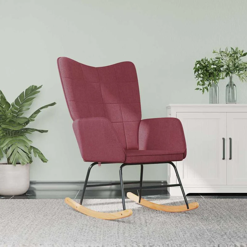 Rocking Chair Wine Red Fabric