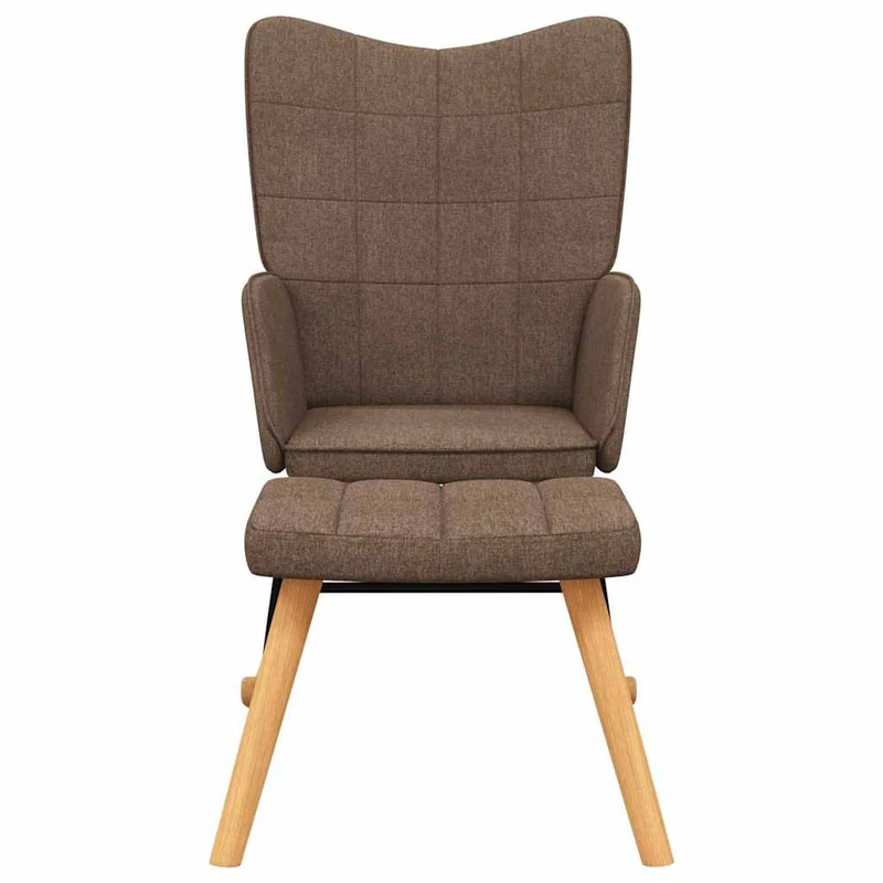 Rocking Chair with a Stool Brown Fabric