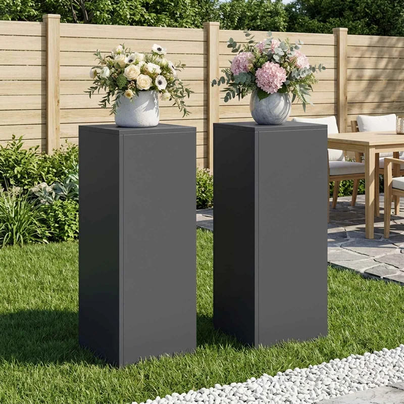 Plant Stand 2 pcs Anthracite 30 x 30 x 80 cm Galvanised Steel