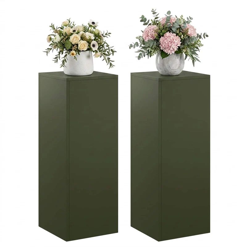Plant Stand 2 pcs Olive Green 30 x 30 x 80 cm Steel