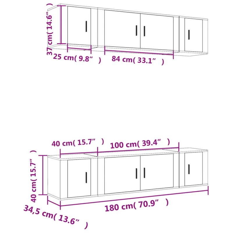 6 Piece TV Cabinet Set Grey Sonoma Engineered Wood