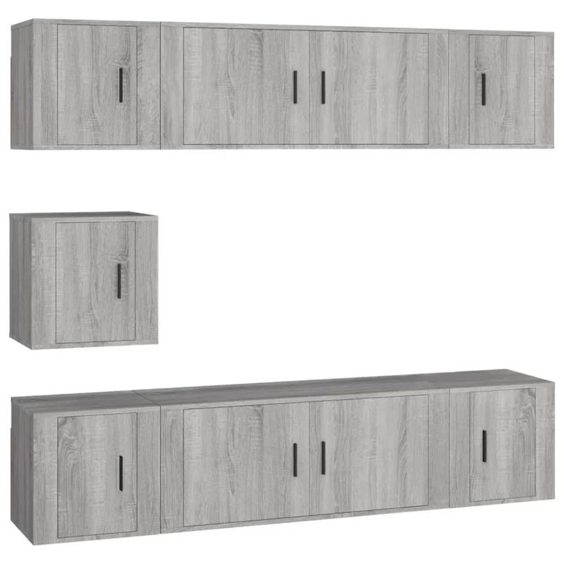 7 Piece TV Cabinet Set Grey Sonoma Engineered Wood