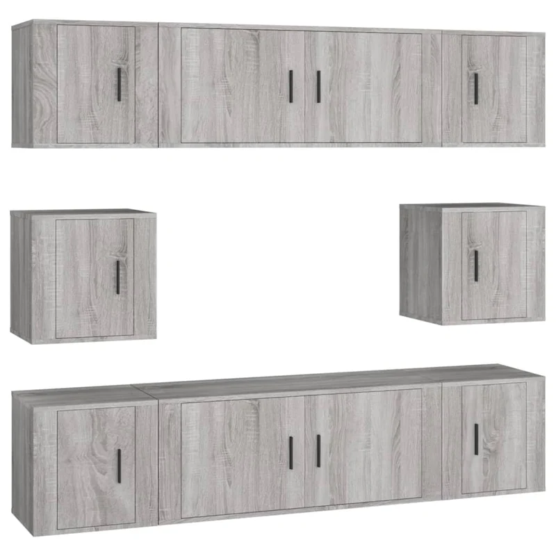8 Piece TV Cabinet Set Grey Sonoma Engineered Wood