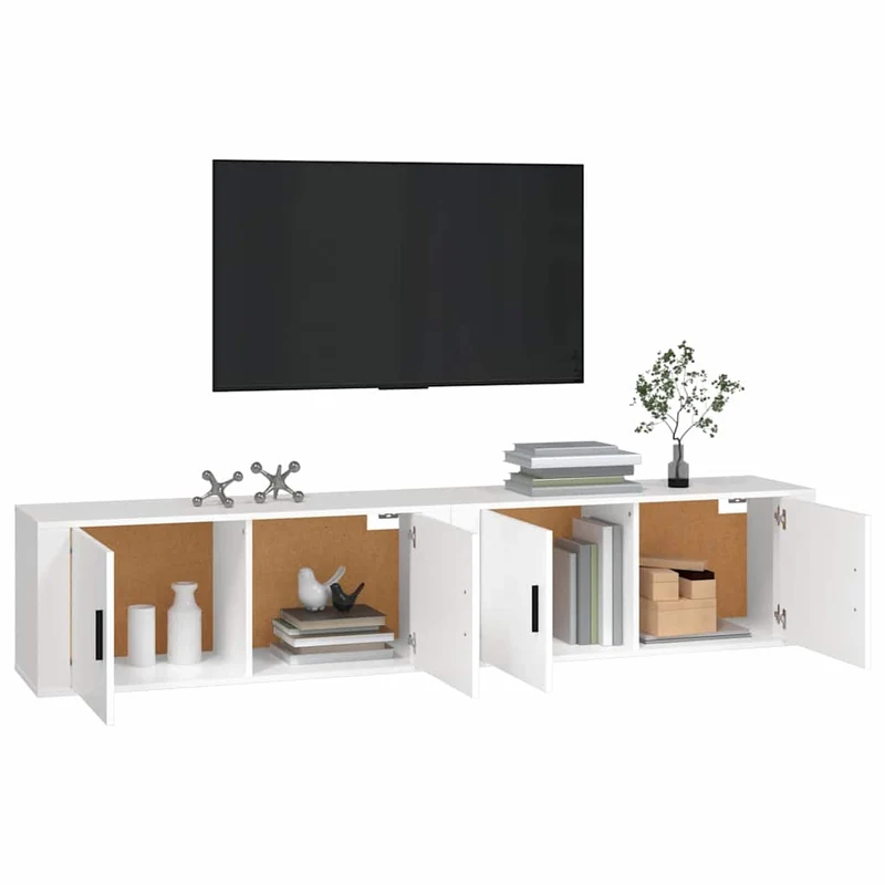 2 Piece Wall-mounted TV Cabinet Set White 100x34,5x40 cm