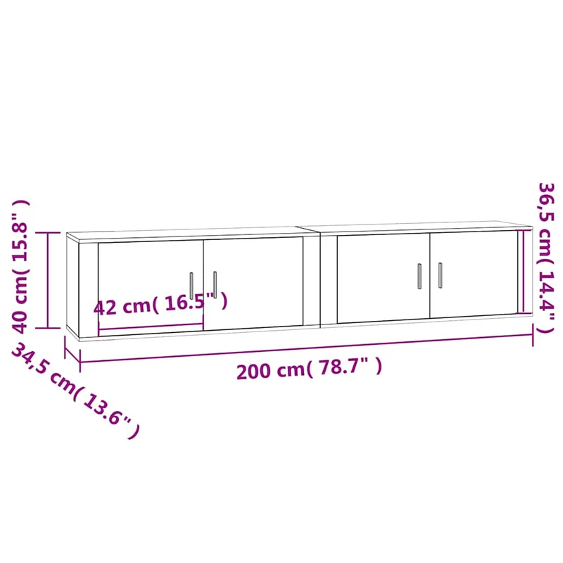2 Piece Wall-mounted TV Cabinet Set White 100x34,5x40 cm