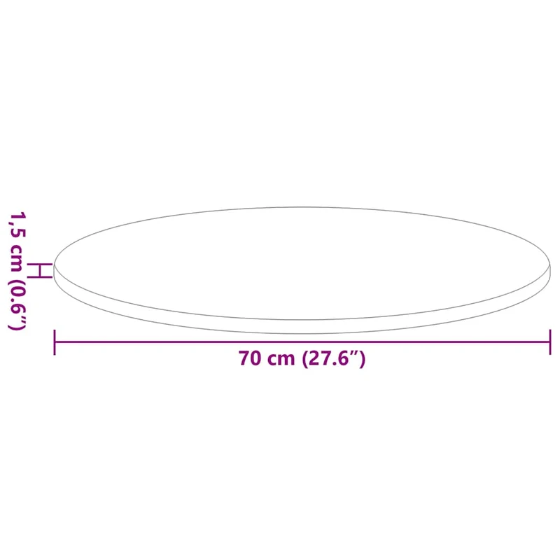 Table Top Ø 70 x 1.5 cm Round Engineered Wood Concrete Grey