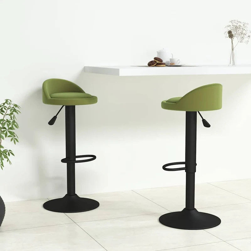 Bar Stools 2 pcs Light Green Velvet