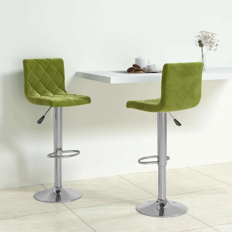 Bar Stools 2 pcs Light Green Velvet