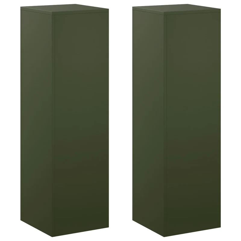 Plant Stand 2 pcs Olive Green 30 x 30 x 100 cm Steel