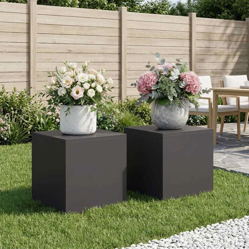 Plant Stand 2 pcs Black 40 x 40 x 40 cm Steel