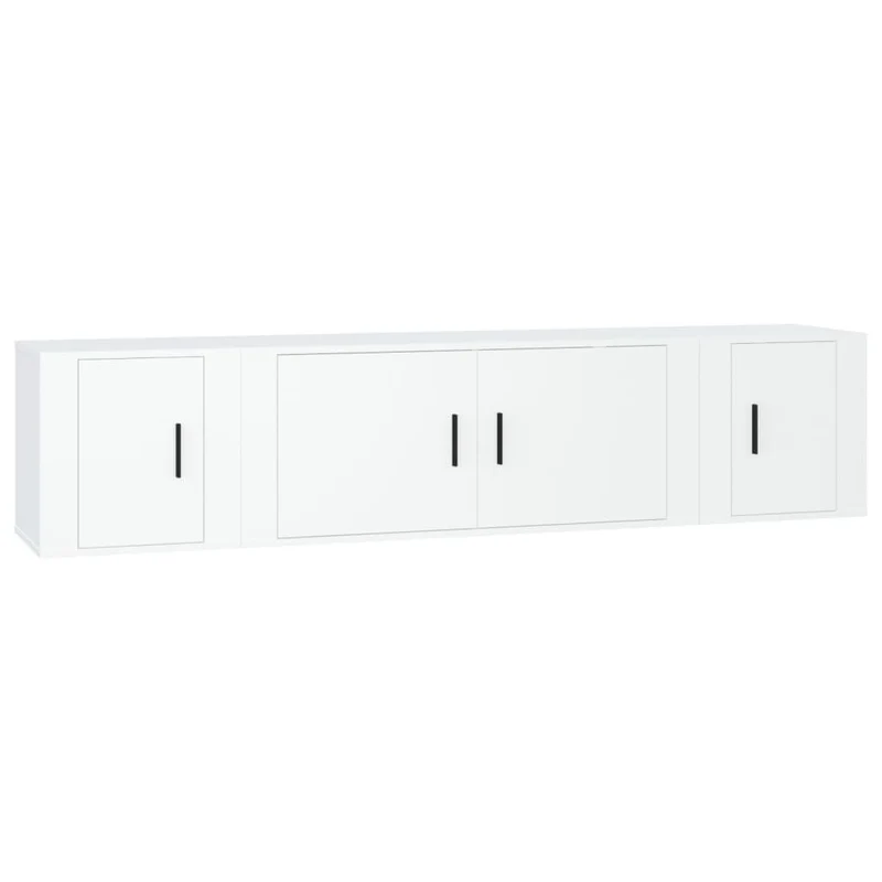 3 Piece TV Cabinet Set White Engineered Wood