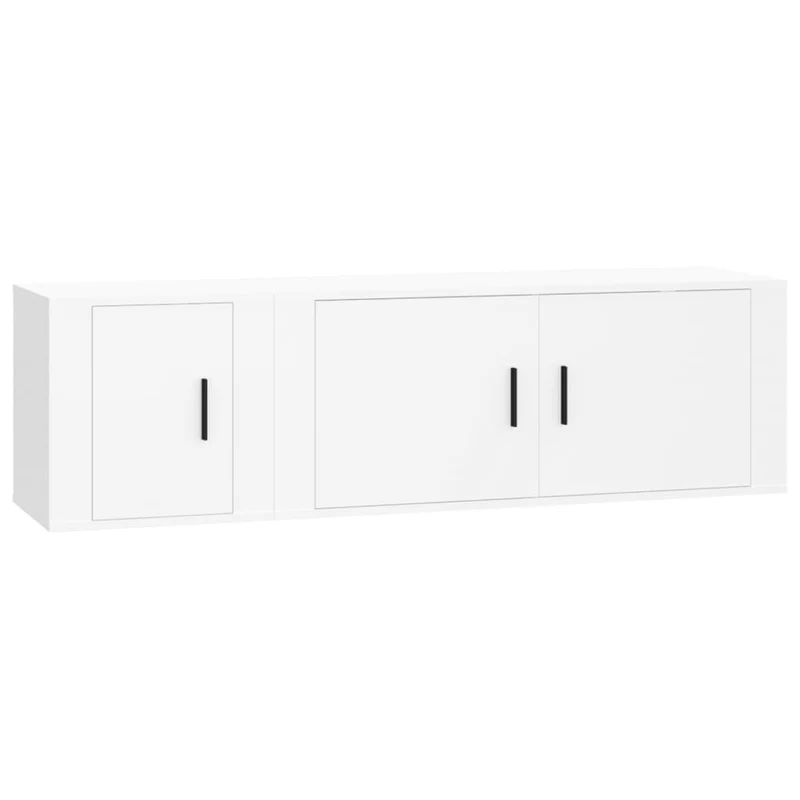 2 Piece TV Cabinet Set White Engineered Wood