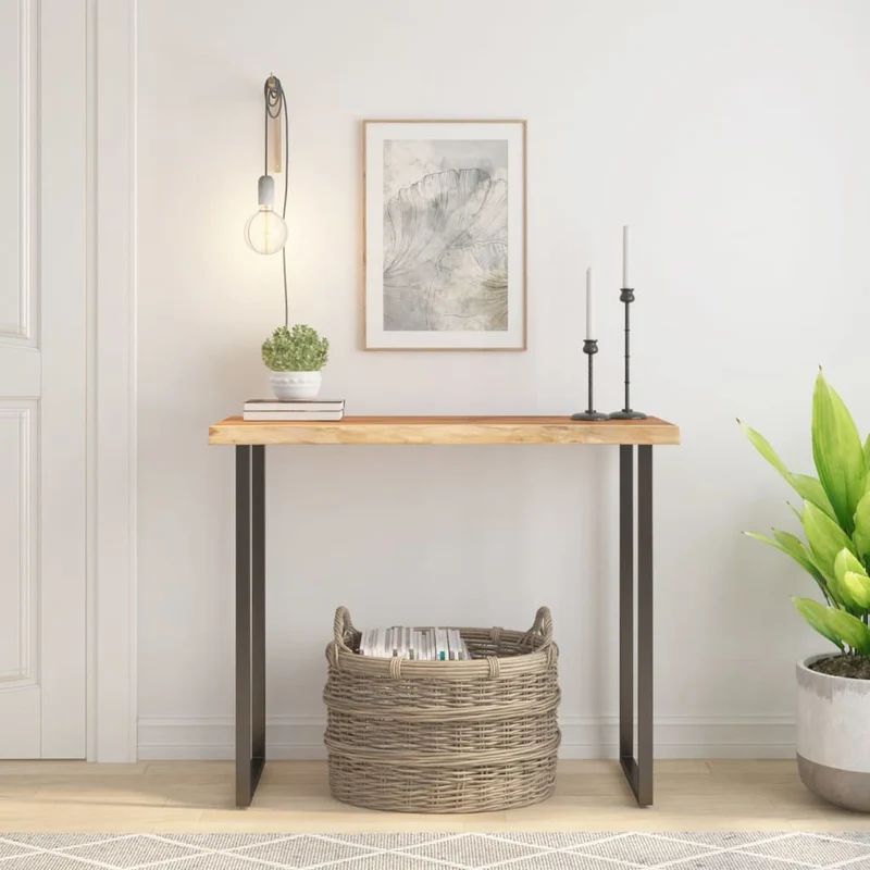 Table Top 100x40x3,8 cm Rectangular Solid Wood Acacia Live Edge