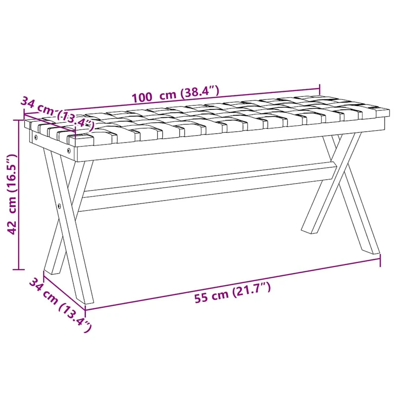 Garden Bench Black Solid Wood Acacia and Fabric