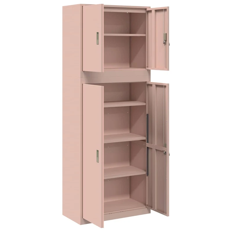 Storage Cabinet 2 pcs Pink 80 x 40 x 210 cm Steel Lockable