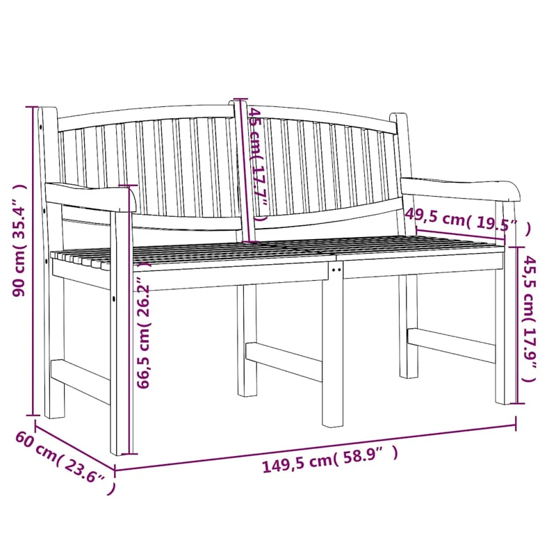 Garden Bench 149,5x60x90 cm Solid Teak Wood