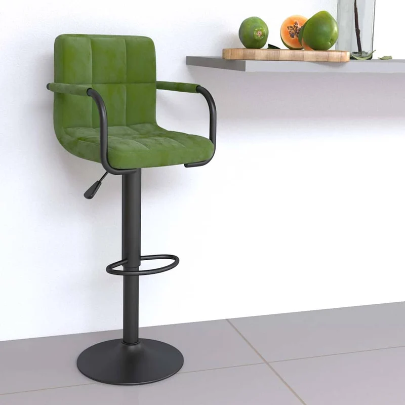 Bar Stool Light Green Velvet