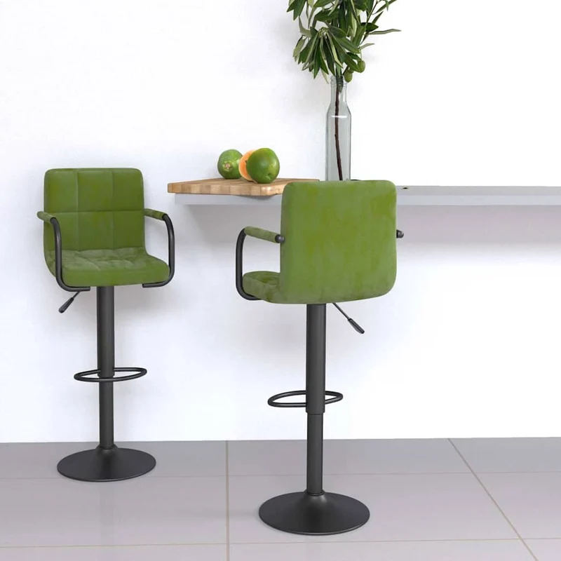 Bar Stools 2 pcs Light Green Velvet