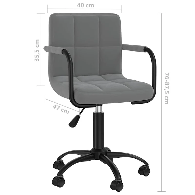 Swivel Office Chair Dark Grey Velvet