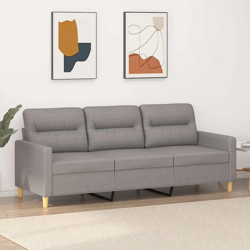 3-Seater Sofa Light Grey 180 cm Fabric