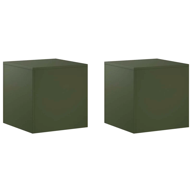 Plant Stand 2 pcs Olive Green 40 x 40 x 40 cm Steel