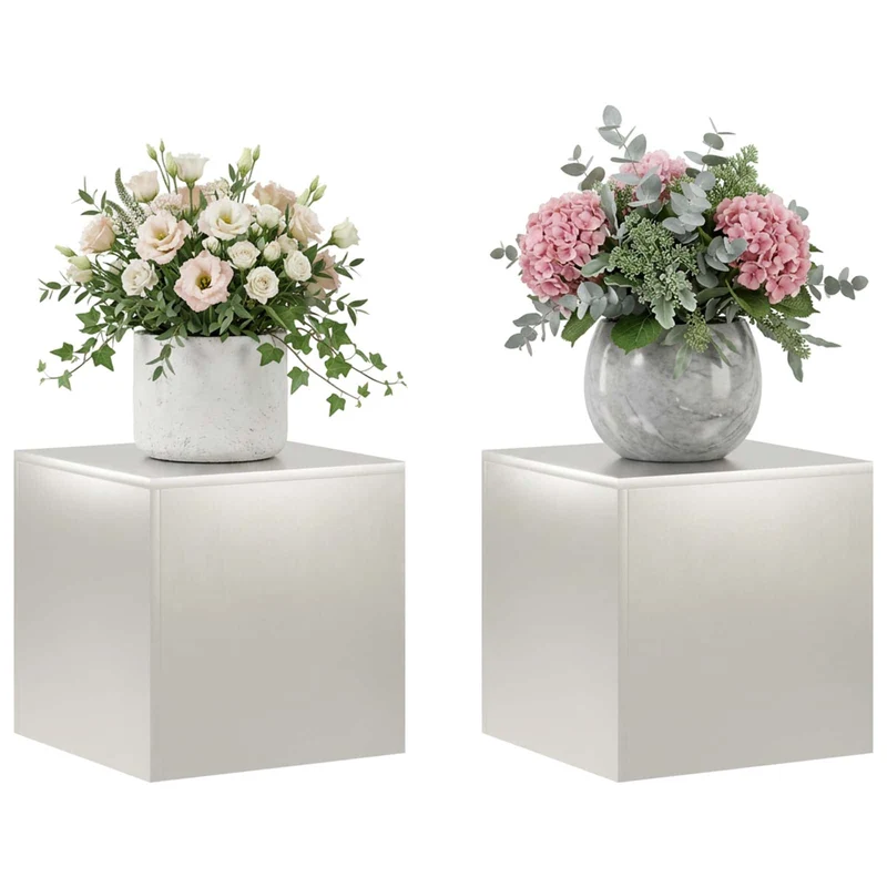 Plant Stand 2 pcs Silver 40 x 40 x 40 cm Steel