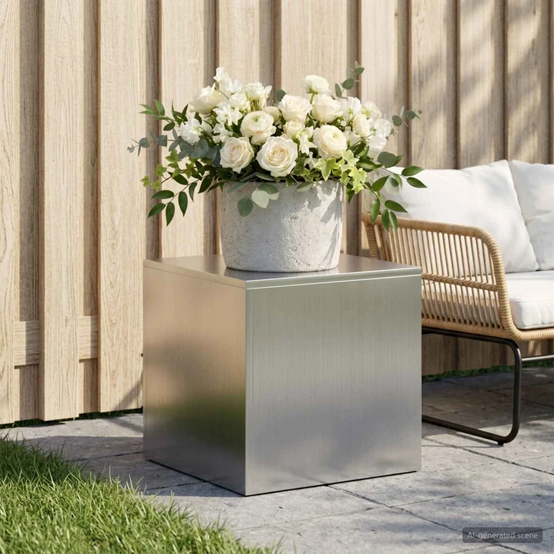 Plant Stand Silver 40 x 40 x 40 cm Steel
