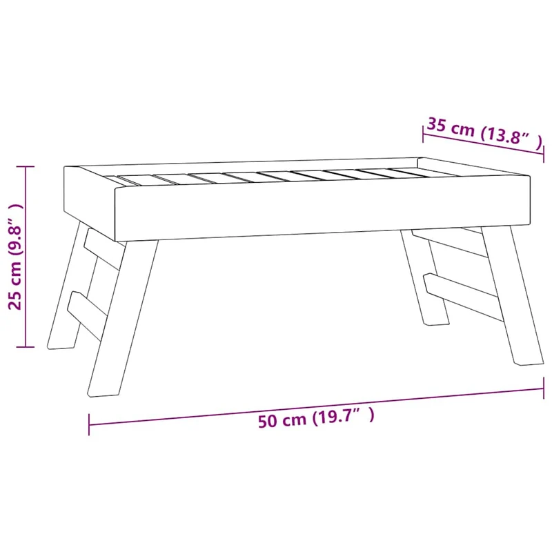 340762 vidaXL Folding Tray 55x35x25 cm Solid Wood Teak