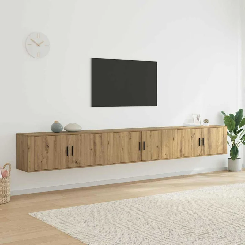 Wall-mounted TV Cabinet Set 3 pcs Artisan Oak Engineered Wood