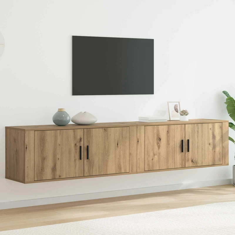 Wall-mounted TV Cabinet Set 2 pcs Artisan Oak Engineered Wood