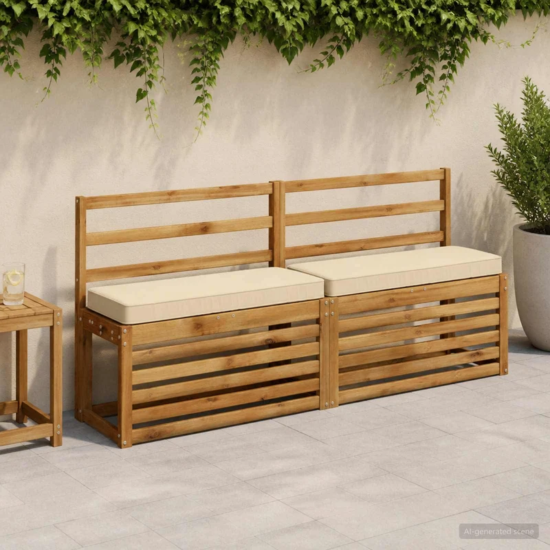 1-Piece Bench Cushion VUGHT 100% Polyester Beige 60 x 30 x 5 cm