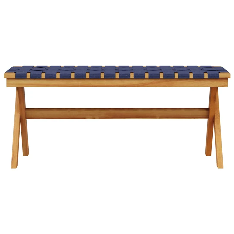 Garden Bench Dark Blue Solid Wood Acacia and Fabric