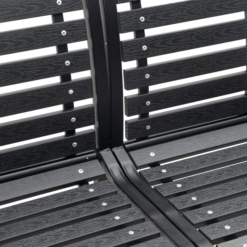 Twin Garden Bench Black 231 cm Steel and WPC