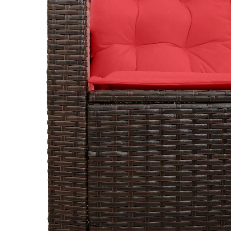 Outdoor Sofa Set 2 pcs 5-Seater Brown and Red Poly Rattan