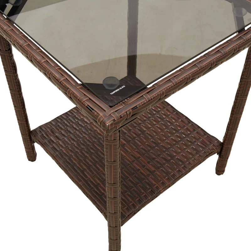 Outdoor Sofa Set 2 pcs 5-Seater Brown and Red Poly Rattan