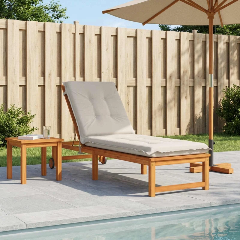Sunlounger Cushion GEMERT 100% Polyester White 190 x 50 x 9 cm