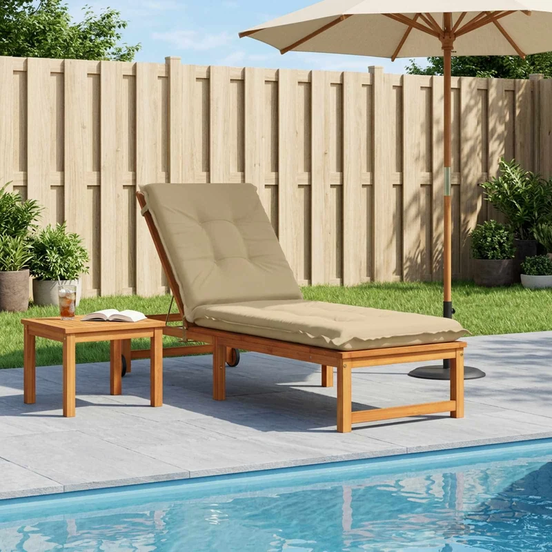 Sunlounger Cushion GEMERT 100% Polyester Beige 190 x 50 x 9 cm