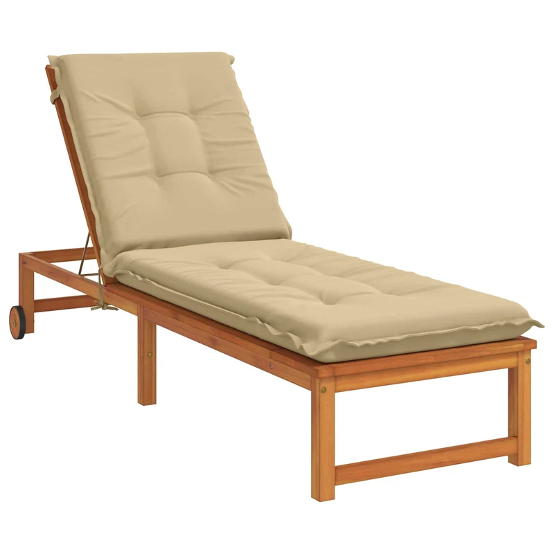 Sunlounger Cushion GEMERT 100% Polyester Beige 190 x 50 x 9 cm
