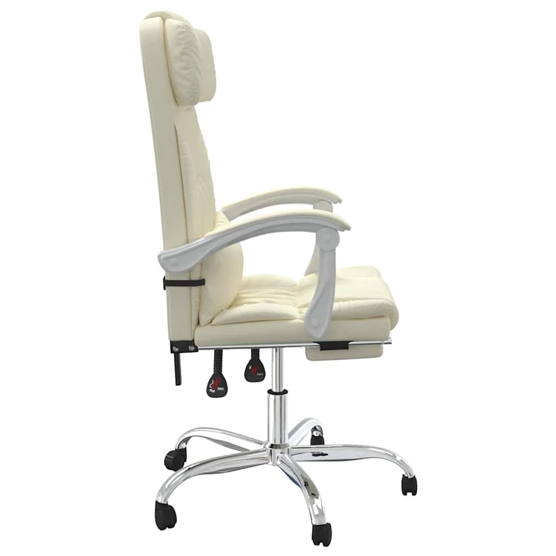 Reclining Office Chair Cream Faux Leather