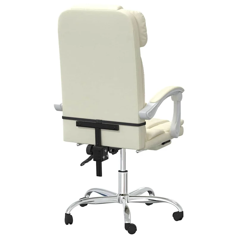 Reclining Office Chair Cream Faux Leather