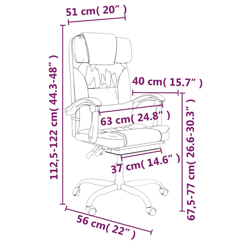 Reclining Office Chair Cream Faux Leather
