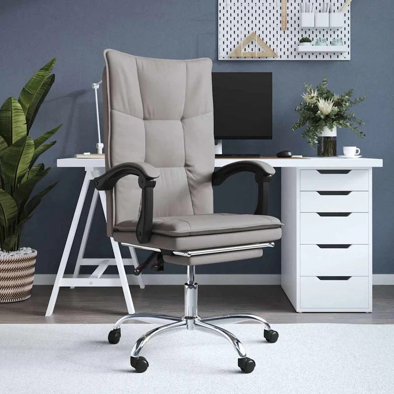 Reclining Office Chair Taupe Fabric