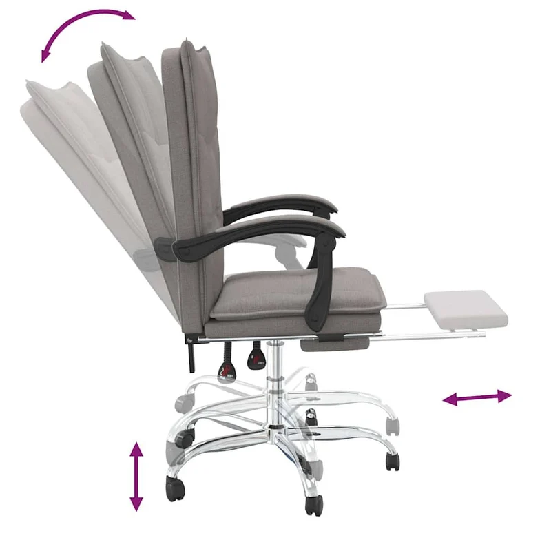 Reclining Office Chair Taupe Fabric